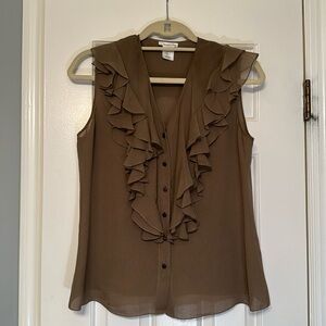 100% Silk Ruffle Oscar de la Renta Blouse